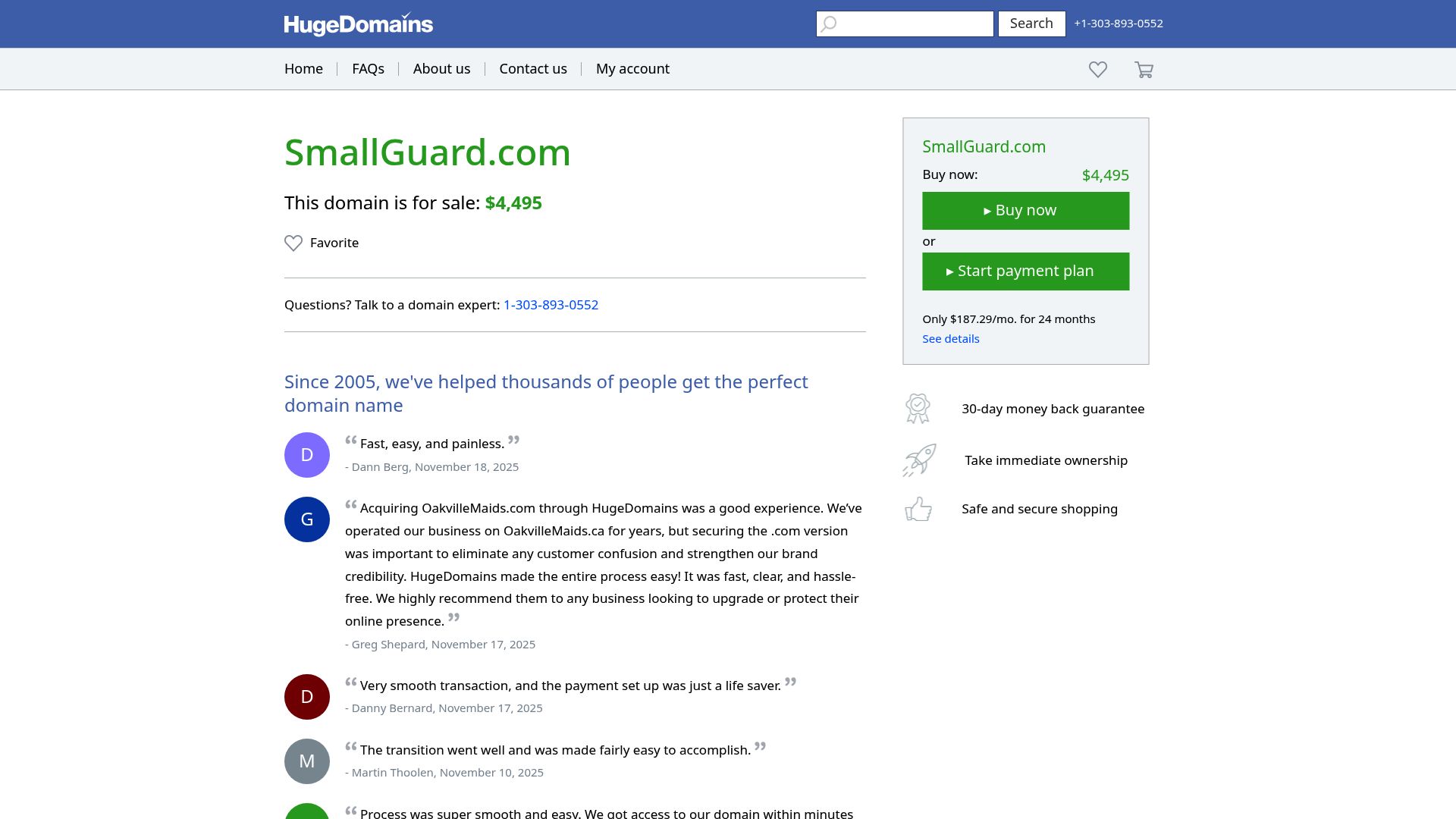 Screenshot of the official SmallGuard website homepage showing the firewall features