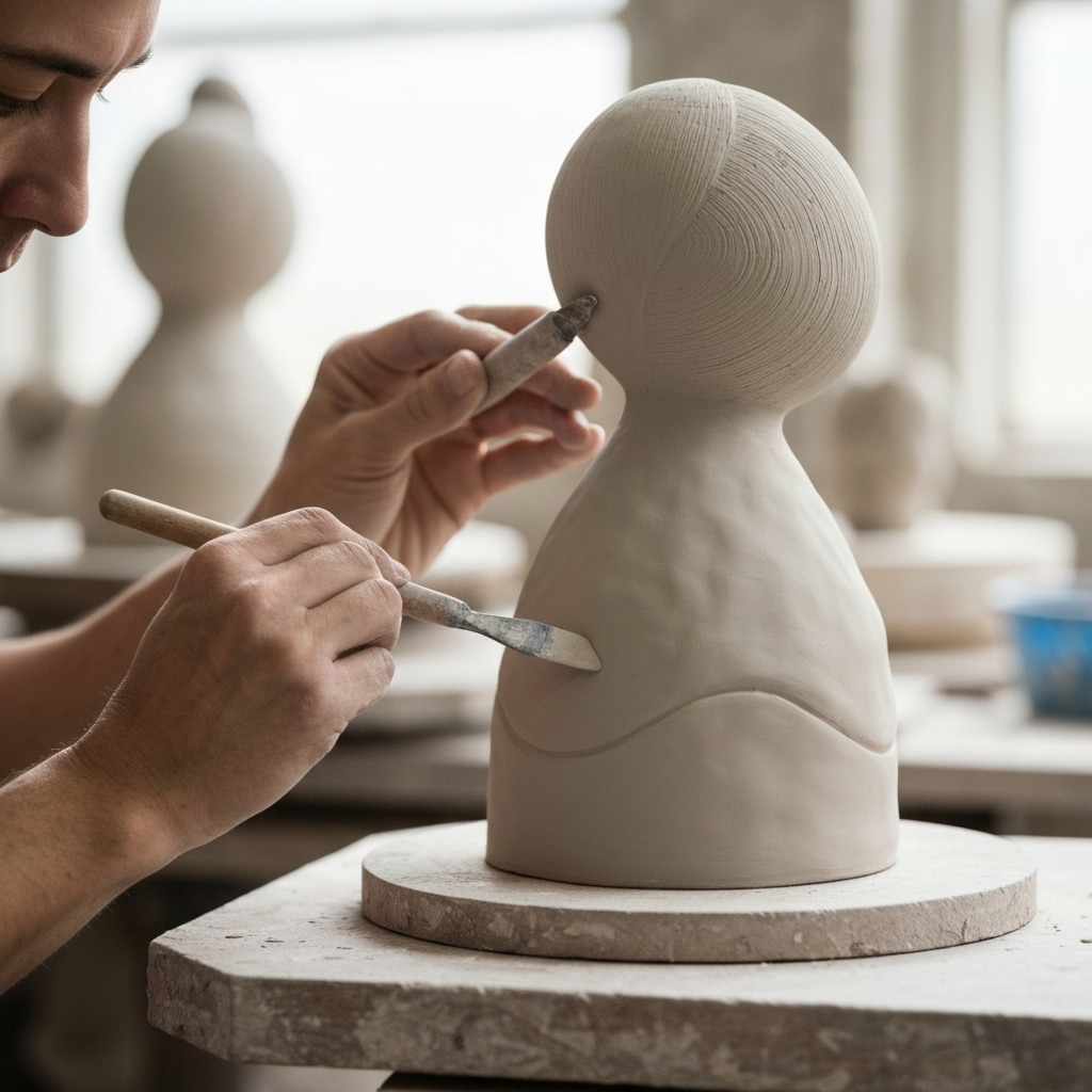 A close-up, realistic shot of an artisan