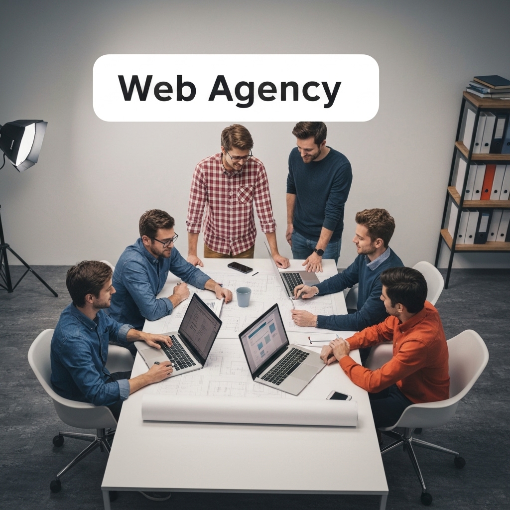 Equipe agence web travaillant sur un projet de création de site internet dans l