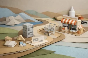 Création un site internet A-Z pour PME et e-commerçants. Guide technique illustré en papier craft.