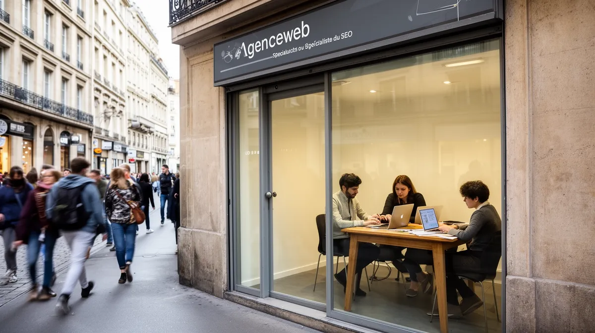 Agence web SEO locale à Lyon, spécialistes du référencement travaillant sur des projets dans leur bureau en plein centre-vill