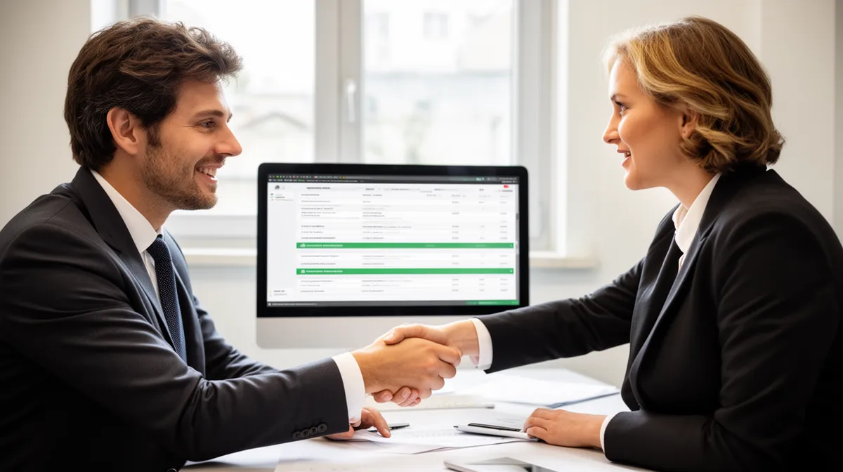 "Homme d'affaires discutant avec un consultant en marketing digital pour obtenir le meilleur tarif pour son projet digital en