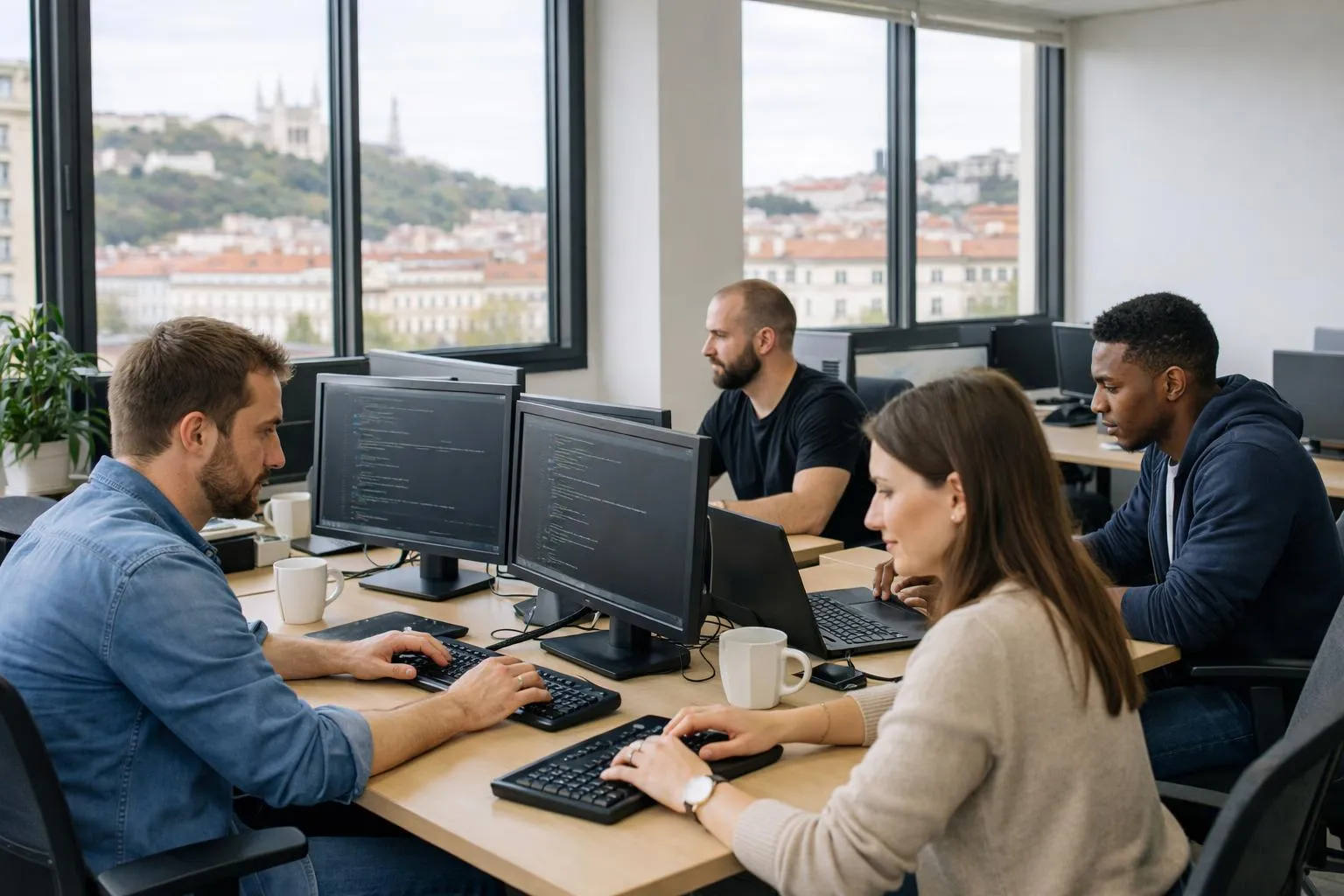 Équipe de développeurs travaillant sur un projet informatique
