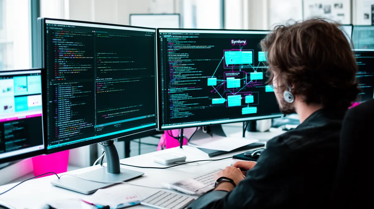 Développeur travaillant sur plusieurs écrans informatiques
